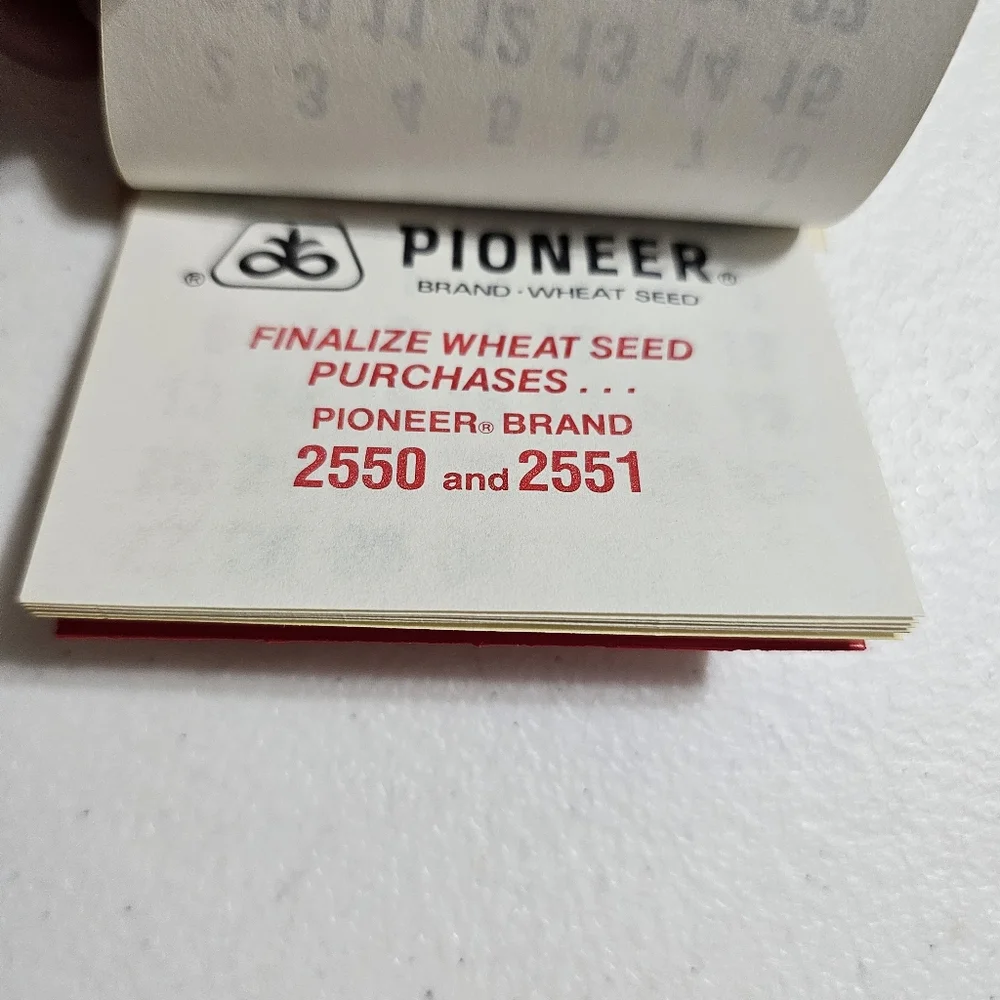 Vintage 1987 Pioneer Seed Calendar Paper Promo Farm Wall Decor